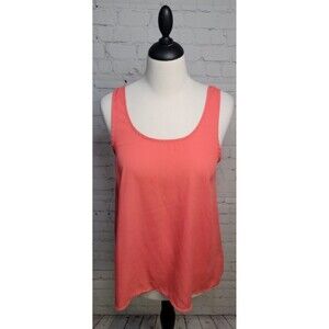 Everly Sleeveless Coral Orange Blouse Sz Med Scoop Neck Back Bow Detail Preppy